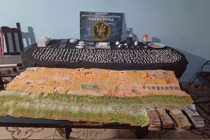 Allanamiento en Sáenz Peña: más de 500 gramos de cocaína, marihuana, medio millón de pesos y un arma